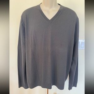 INC International Concept Mens Charcoal Gray Wool Knit V-Neck Sweater Top Sz XL